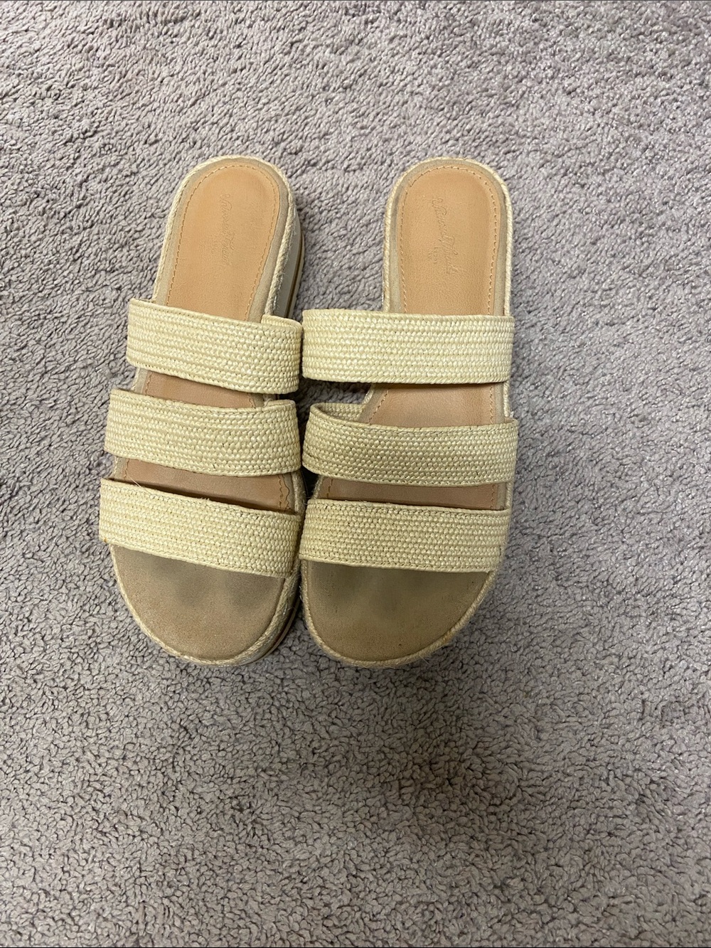 Universal Thread Triple-Strap Espadrille Slide Sandals - Cream